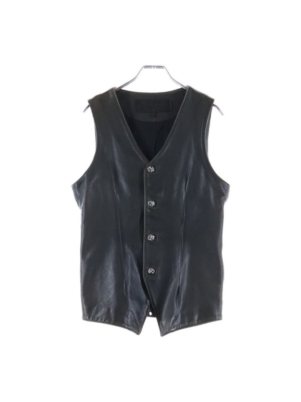 Chrome Hearts 4 Button Leather Vest Black